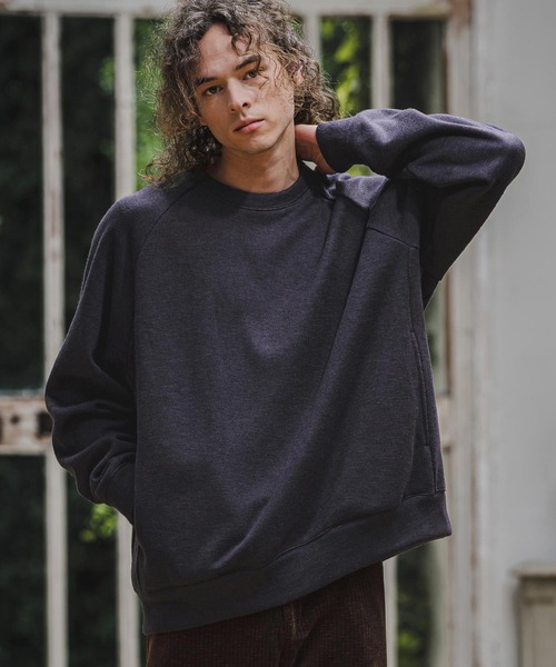 CAMBIO(カンビオ)の「mlt5836- Wool Blend Bonded Crewneck Long Sleeve Tee ロングスリーブクルーネックカットソー(A77626cmb)(Tシャツ/カットソー・メンズ・ネイビー/ブルー/ミックスグレー/ブラック・L/M/S)」の3枚目の写真
