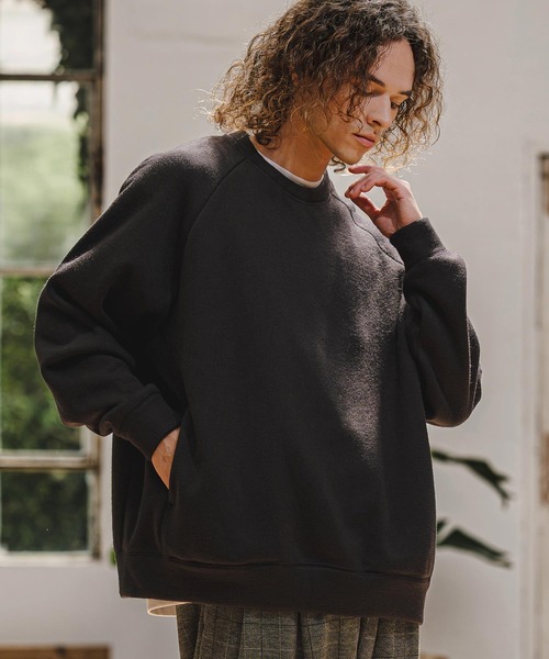 CAMBIO(カンビオ)の「mlt5836- Wool Blend Bonded Crewneck Long Sleeve Tee ロングスリーブクルーネックカットソー(A77626cmb)(Tシャツ/カットソー・メンズ・ネイビー/ブルー/ミックスグレー/ブラック・L/M/S)」の1枚目の写真