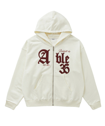 APPLIQUE ABLE OVERSIZE HOOD ZIP UP IN IVORY