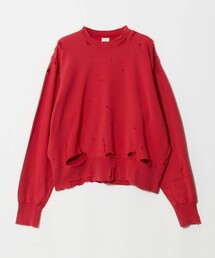 【別注】<KURO for 6>MORE DAMAGE CREW NECK SWEAT/スウェット