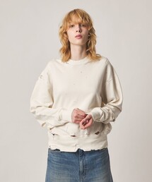 【別注】<KURO for 6>MORE DAMAGE CREW NECK SWEAT/スウェット