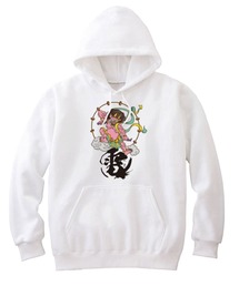 NIPOP（ニポップ） プルパーカー スウェット 裏毛 雷神 和 イラスト プリント インバウンド お土産 トップス レディース ユニセックス