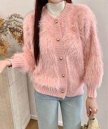 【秋冬新作】ロングシャギー丸首カーディガン