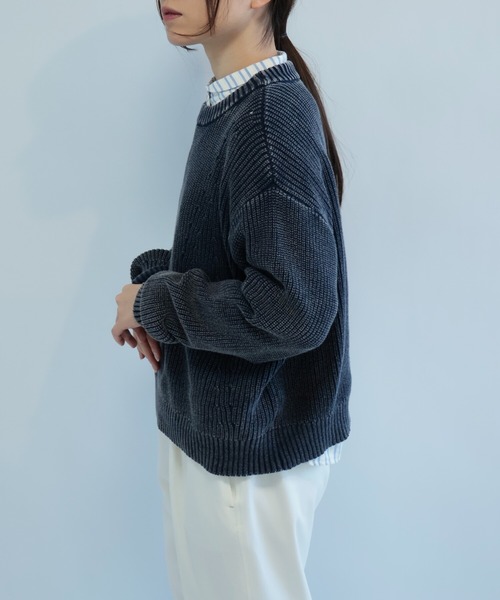 etre relie(エトレリー)の「デニムライクニットプルオーバー(ニット/セーター・レディース・インディゴブルー・MEDIUM)」の4枚目の写真