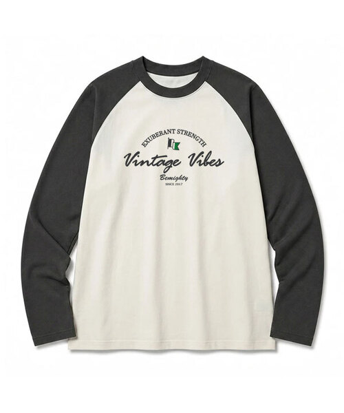 BEMIGHTY(ビーマイティー)の「ヴィンテージ VIVE オーバーサイズ ラグラン長袖Tシャツ(Tシャツ/カットソー・メンズ・ホワイト/クリーム/ブラック・LARGE/X-LARGE/XX-LARGE)」の3枚目の写真