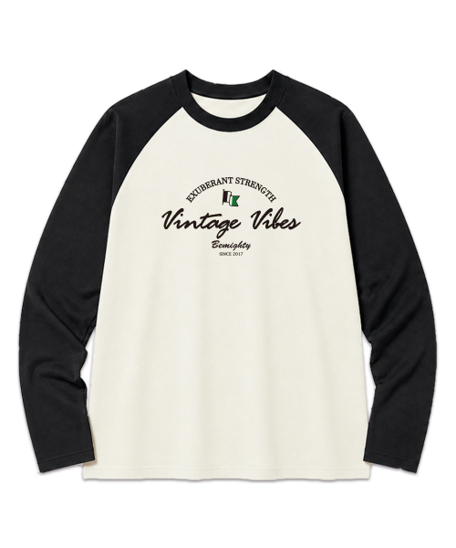 BEMIGHTY(ビーマイティー)の「ヴィンテージ VIVE オーバーサイズ ラグラン長袖Tシャツ(Tシャツ/カットソー・メンズ・ホワイト/クリーム/ブラック・LARGE/X-LARGE/XX-LARGE)」の4枚目の写真