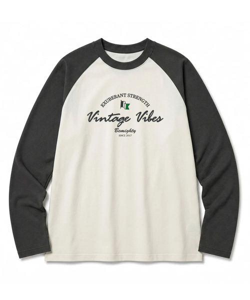 BEMIGHTY(ビーマイティー)の「ヴィンテージ VIVE オーバーサイズ ラグラン長袖Tシャツ(Tシャツ/カットソー・メンズ・ホワイト/クリーム/ブラック・LARGE/X-LARGE/XX-LARGE)」の5枚目の写真