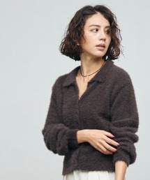 ELANC（エラン）の「ミニフェザー衿付きショートカーディガン/Mini Feather Collared Cropped Cardigan（カーディガン/ボレロ）」