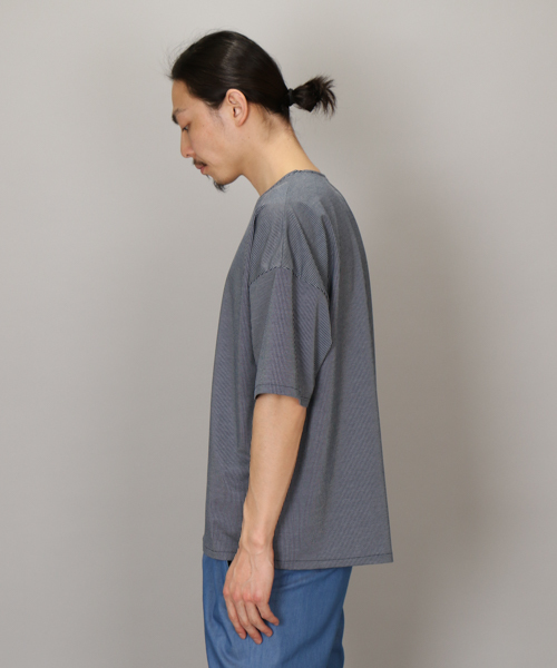 Lui's（ルイス）の「Lui's(ルイス) ストライプBIG Tシャツ（Tシャツ/カットソー・メンズ・ブラック/ネイビー・SMALL/MEDIUM）」の3枚目の写真