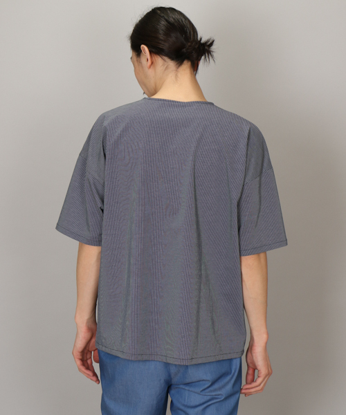 Lui's（ルイス）の「Lui's(ルイス) ストライプBIG Tシャツ（Tシャツ/カットソー・メンズ・ブラック/ネイビー・SMALL/MEDIUM）」の4枚目の写真