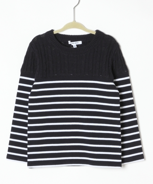 GLOBAL WORK（グローバルワーク）の「【キッズ】ニットキリカエTシャツ長袖/724869（Tシャツ/カットソー・キッズ・ブラック/ネイビー/グレー・SMALL/LARGE/MEDIUM/X-LARGE）」の3枚目の写真
