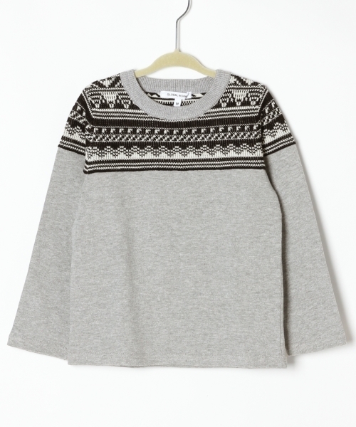 GLOBAL WORK（グローバルワーク）の「【キッズ】ニットキリカエTシャツ長袖/724869（Tシャツ/カットソー・キッズ・ブラック/ネイビー/グレー・SMALL/LARGE/MEDIUM/X-LARGE）」の2枚目の写真