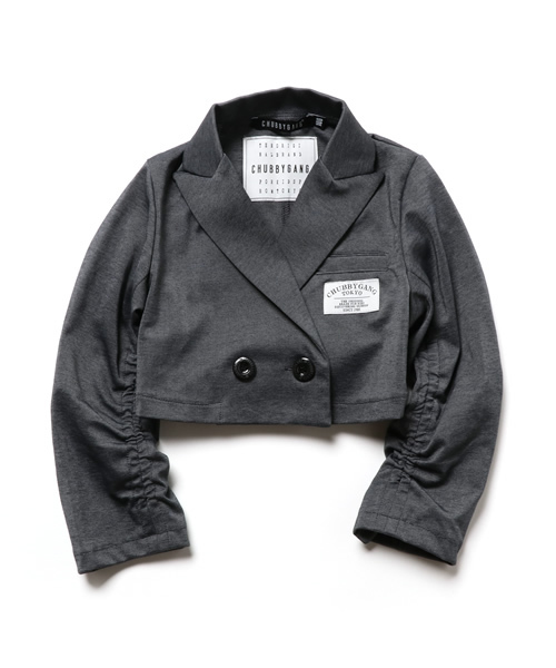 CHUBBYGANG（チャビーギャング）の「アジャスタブルショートジャケット（ブルゾン・キッズ・グレー/ブラック・130/100/120/140/160/150/110）」の11枚目の写真