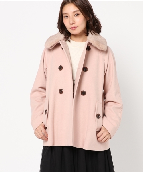 BLUE LABEL CRESTBRIDGE（ブルーレーベルクレストブリッジ）の「ビーバーメルトン　トッパーコート（その他アウター・レディース・ブラック/ピンク/ベージュ・38/36）」の7枚目の写真