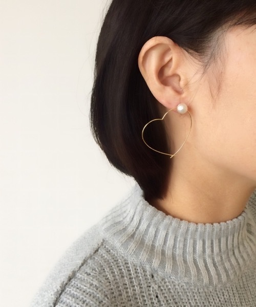 TONE SELECT GOODS(トーンセレクトグッズ)の「【Kodemari】heart hoop ピアス(ピアス(両耳用)・レディース・その他・FREE)」の4枚目の写真