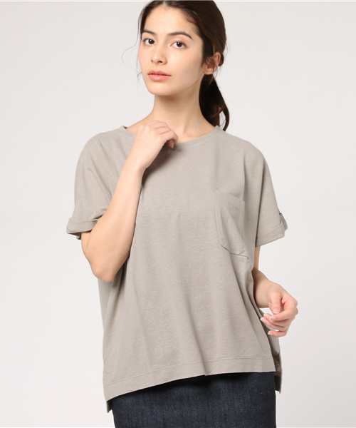 SHIPS(シップス)の「PrimaryNavyLabel:コットンリネンポケットTee(Tシャツ/カットソー・レディース・キャメル/ブラック/オフホワイト・ONE SIZE)」の1枚目の写真