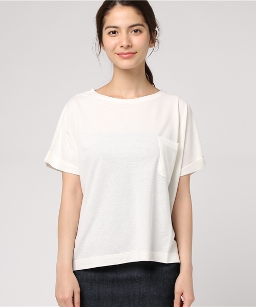 SHIPS(シップス)の「PrimaryNavyLabel:コットンリネンポケットTee(Tシャツ/カットソー・レディース・キャメル/ブラック/オフホワイト・ONE SIZE)」の7枚目の写真