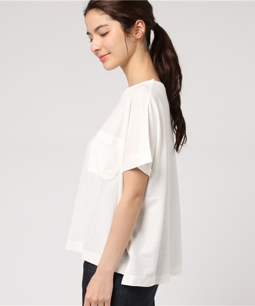 SHIPS(シップス)の「PrimaryNavyLabel:コットンリネンポケットTee(Tシャツ/カットソー・レディース・キャメル/ブラック/オフホワイト・ONE SIZE)」の8枚目の写真