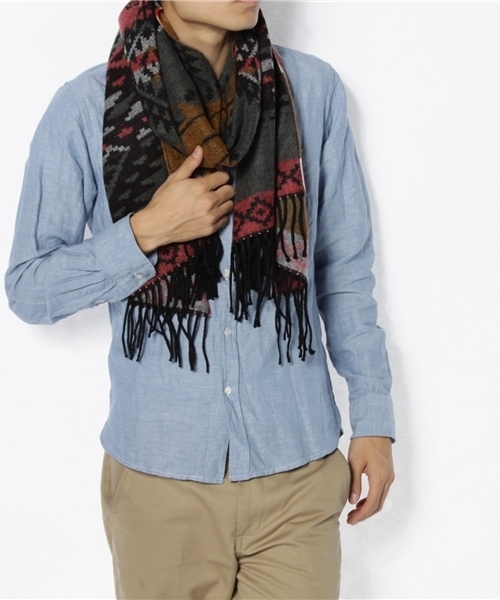 WEGO（ウィゴー）の「オルテガアクリルストール（ストール/ショール・メンズ・ターコイズブルー/レッド・FREE）」の5枚目の写真