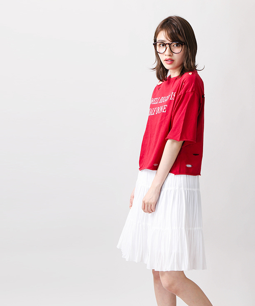 WEGO(ウィゴー)の「WEGO/ダメージロックカットソー(Tシャツ/カットソー・レディース・オフホワイト/レッド/マスタード/スミクロ・FREE)」の20枚目の写真