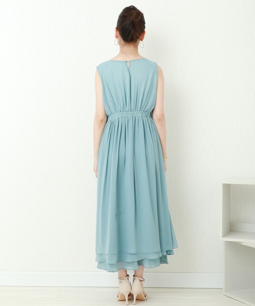 MARLENE JOBERT（マルレーヌ　ジョベル）の「ウエストビジュ ロング丈ドレープドレスワンピース（ドレス・レディース・ミント/ネイビー/ブラック/スモークピンク・L/M/LL）」の16枚目の写真