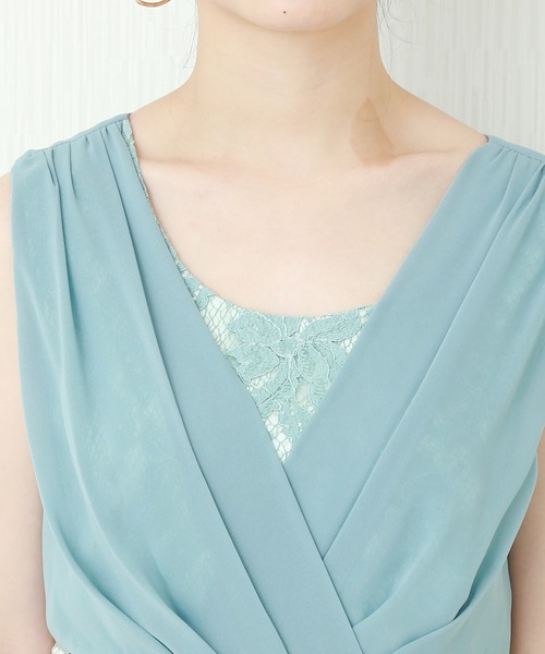 MARLENE JOBERT（マルレーヌ　ジョベル）の「ウエストビジュ ロング丈ドレープドレスワンピース（ドレス・レディース・ミント/ネイビー/ブラック/スモークピンク・L/M/LL）」の14枚目の写真