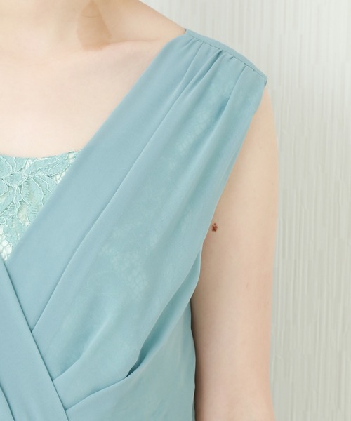 MARLENE JOBERT（マルレーヌ　ジョベル）の「ウエストビジュ ロング丈ドレープドレスワンピース（ドレス・レディース・ミント/ネイビー/ブラック/スモークピンク・L/M/LL）」の11枚目の写真