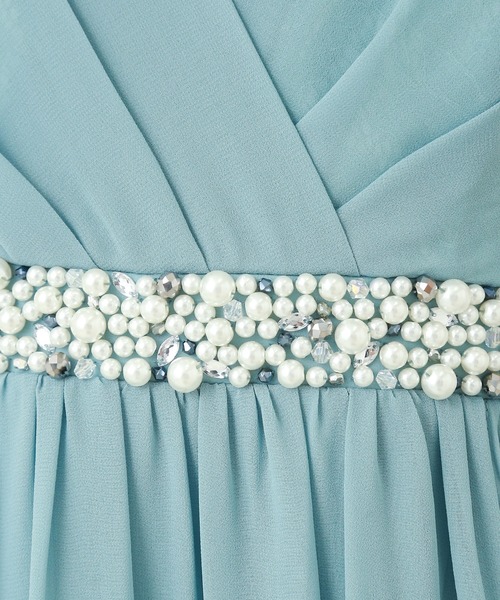 MARLENE JOBERT（マルレーヌ　ジョベル）の「ウエストビジュ ロング丈ドレープドレスワンピース（ドレス・レディース・ミント/ネイビー/ブラック/スモークピンク・L/M/LL）」の13枚目の写真