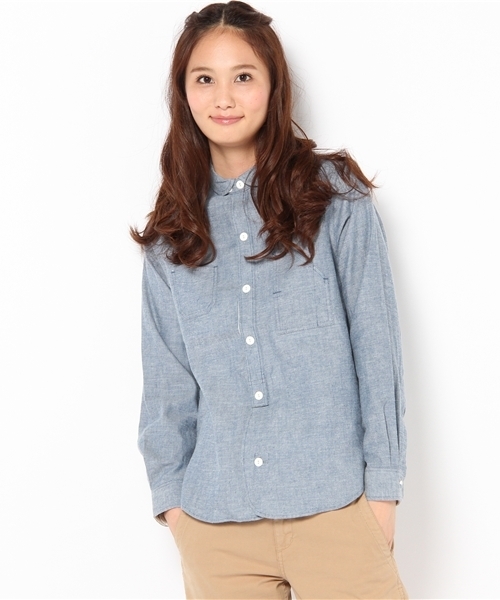 BEAMS BOY（ビームスボーイ）の「BEAMS BOY / インディゴ起毛 超チビレギュラー（シャツ/ブラウス・レディース・サックスブルー/ブルー/ネイビー・ONE SIZE）」の2枚目の写真