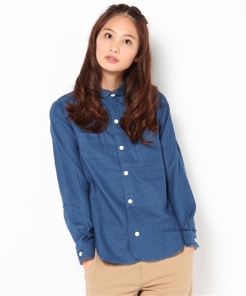BEAMS BOY（ビームスボーイ）の「BEAMS BOY / インディゴ起毛 超チビレギュラー（シャツ/ブラウス・レディース・サックスブルー/ブルー/ネイビー・ONE SIZE）」の3枚目の写真