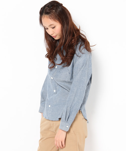 BEAMS BOY（ビームスボーイ）の「BEAMS BOY / インディゴ起毛 超チビレギュラー（シャツ/ブラウス・レディース・サックスブルー/ブルー/ネイビー・ONE SIZE）」の4枚目の写真