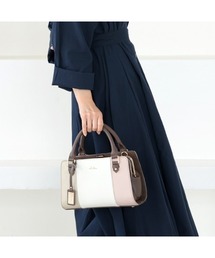 トリコロールカラーがま口＆ファスナーミニショルダーバッグ