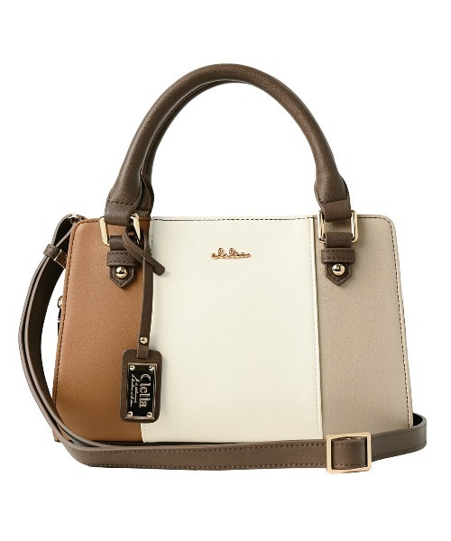 Clelia（クレリア）の「トリコロールカラーがま口＆ファスナーミニショルダーバッグ（ショルダーバッグ・レディース・ブルー系その他/ブルー系その他2/ピンク系その他/桜/ブルー系その他3/ブラウン系その他/グリーン系その他/グリーン系その他2/イエロー系その他/ふじ色系/ブラウン系その他2/B/A/C/D・ONE SIZE）」の3枚目の写真