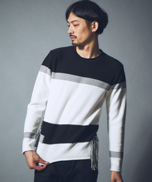 5351 POUR LES HOMMES | フリンジボーダープルオーバー(ニット/セーター)