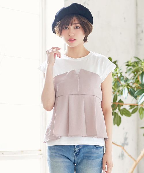 KOBE LETTUCE(コウベレタス)の「ビスチェドッキングTシャツ(シャツ/ブラウス・レディース・ブラック/グレー/サックスブルー/ピンク・FREE)」の4枚目の写真