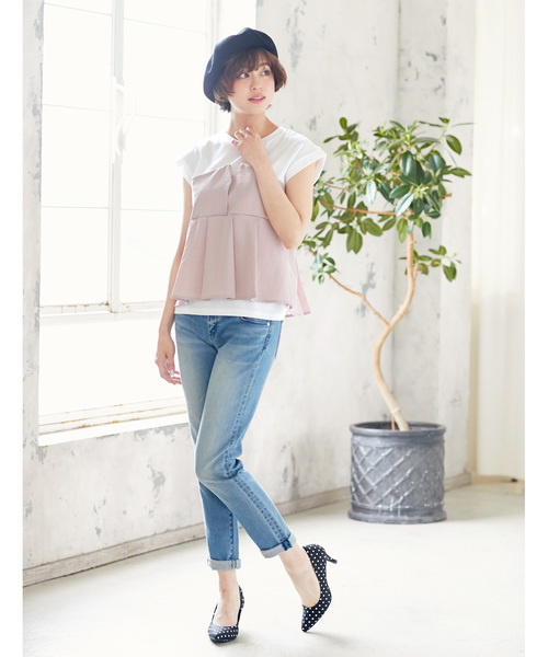 KOBE LETTUCE(コウベレタス)の「ビスチェドッキングTシャツ(シャツ/ブラウス・レディース・ブラック/グレー/サックスブルー/ピンク・FREE)」の10枚目の写真