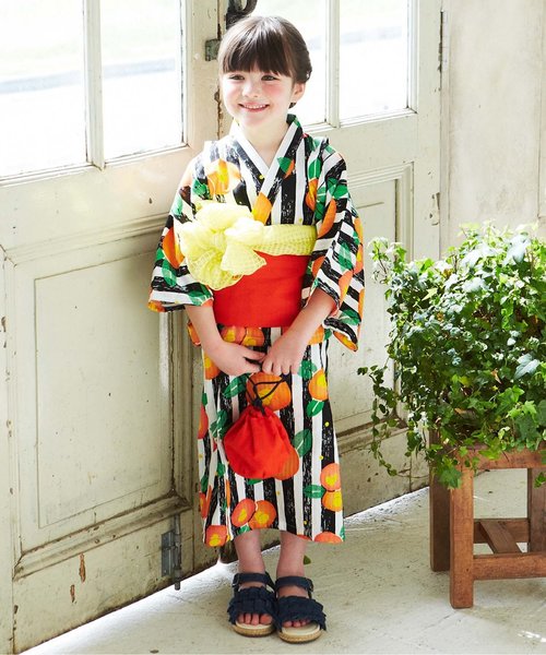 apres les cours（アプレレクール）の「つばき柄浴衣セット（浴衣・キッズ・レッド/ピンク・120/100/110/130/140）」の4枚目の写真