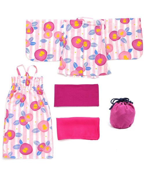 apres les cours（アプレレクール）の「つばき柄浴衣セット（浴衣・キッズ・レッド/ピンク・120/100/110/130/140）」の11枚目の写真