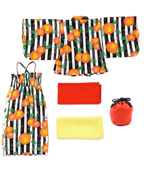 apres les cours（アプレレクール）の「つばき柄浴衣セット（浴衣・キッズ・レッド/ピンク・120/100/110/130/140）」の12枚目の写真