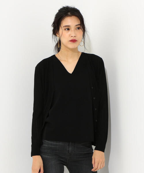 Jewel Changes（ジュエルチェンジズ）の「●JOC バックメタルノースリーブ インナーツイン / ツインニット / ツインカーデ（カーディガン/ボレロ・レディース・ピンク/オフホワイト/ダークグリーン/ブラック・FREE）」の3枚目の写真