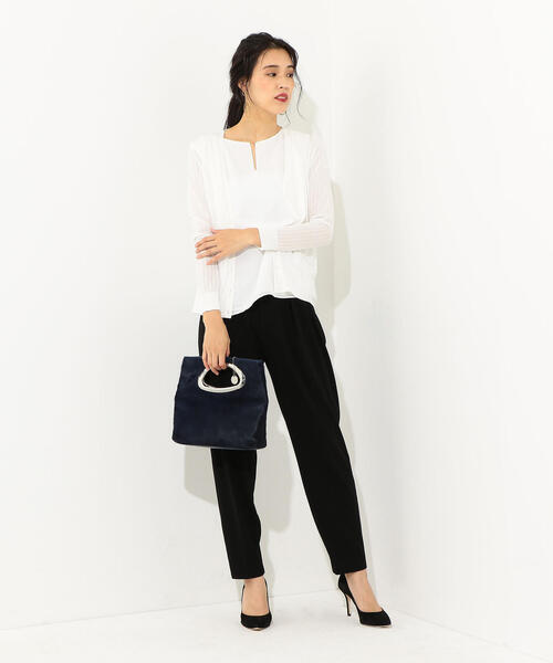 Jewel Changes（ジュエルチェンジズ）の「●JOC バックメタルノースリーブ インナーツイン / ツインニット / ツインカーデ（カーディガン/ボレロ・レディース・ピンク/オフホワイト/ダークグリーン/ブラック・FREE）」の14枚目の写真