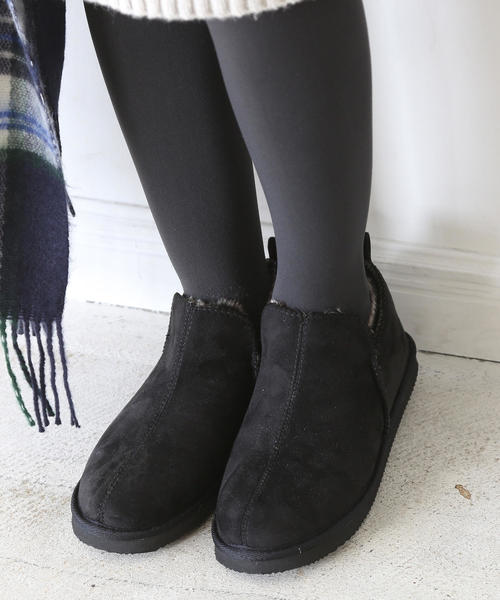 coen（コーエン）の「【昨年大人気】エコファーショートブーツ（ブーツ・レディース・グレー/ブラック/ダークブラウン・MEDIUM/SMALL/LARGE）」の2枚目の写真