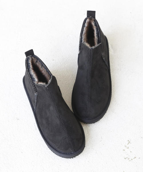 coen（コーエン）の「【昨年大人気】エコファーショートブーツ（ブーツ・レディース・グレー/ブラック/ダークブラウン・MEDIUM/SMALL/LARGE）」の4枚目の写真