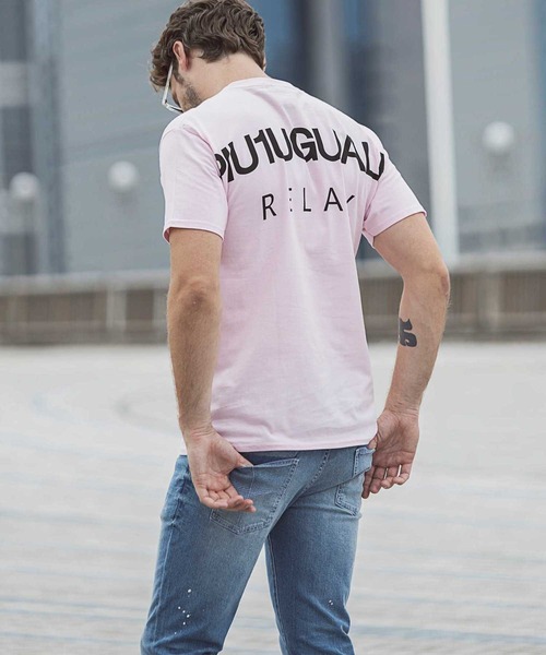 1PIU1UGUALE3  RELAX （ウノピゥウノウグァーレトレ リラックス）の「1PIU1UGUALE3 RELAX(ウノピゥウノウグァーレトレ リラックス)バックロゴプリントTシャツ（Tシャツ/カットソー・メンズ・ホワイト/ブラック/ブルー/パープル/ダークグリーン/ライトブルー/チャコールグレー/ピンク/ネイビー・SMALL/MEDIUM/LARGE/X-LARGE/XX-LARGE）」の21枚目の写真