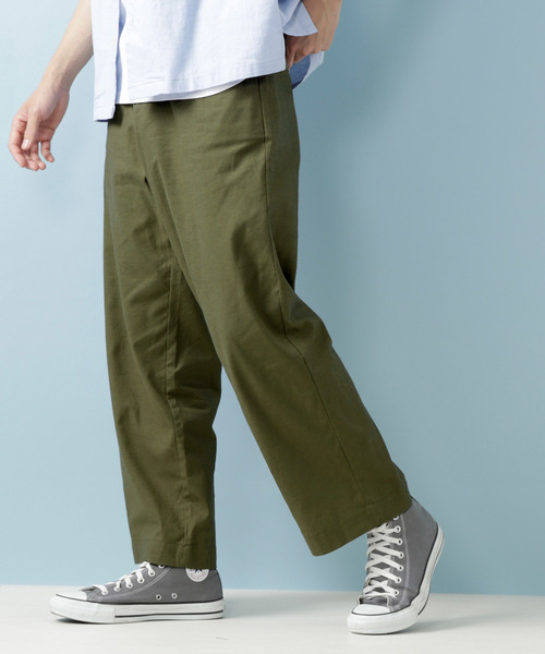 MONO-MART（モノマート）の「綿麻ストレッチタックワイドパンツ（その他パンツ・メンズ・ブラック/ベージュ/ネイビー/ライトオリーブ/グレー系その他/ベージュ系その他・S/M/L）」の6枚目の写真