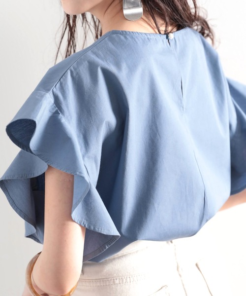 さらり、綿100%。大人の袖フレアフレンチブラウス