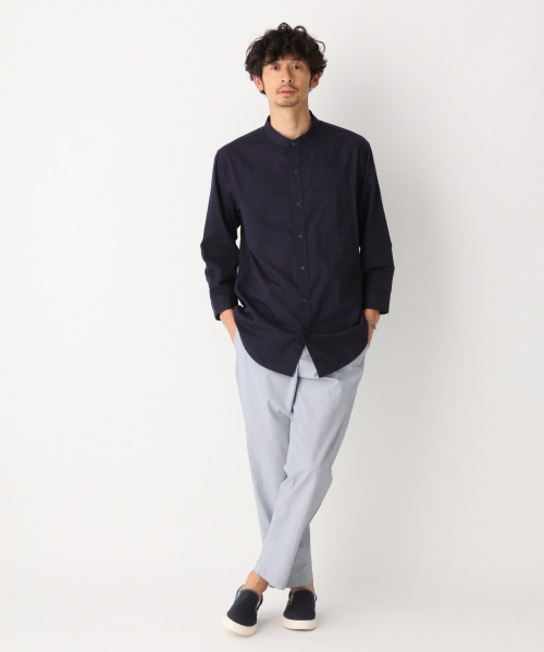 GLOBAL WORK（グローバルワーク）の「パナマバンドカラー7分袖【吸水速乾】/827162（シャツ/ブラウス・メンズ・ホワイト/ベージュ/ネイビー/ライトグリーン/その他1・SMALL/MEDIUM/LARGE/X-LARGE）」の9枚目の写真