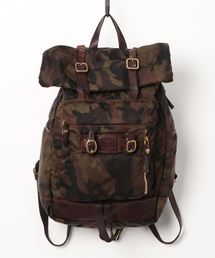 カンポマッジ　CAMPOMAGGI リュック・バックパック カーキグリーン 美品》Campomaggi カンポマッジ ナイロン×レザー高機能リュック