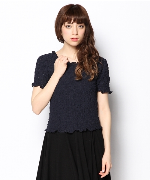 Chico（チコ）の「レースシャーリングTOPS（Tシャツ/カットソー・レディース・ホワイト/ネイビー・FREE）」の10枚目の写真