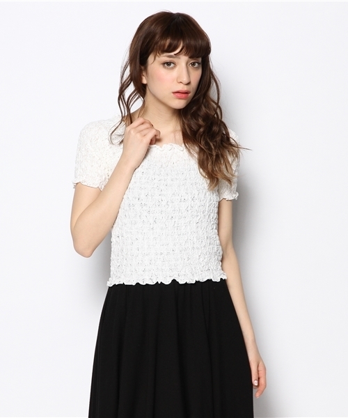 Chico（チコ）の「レースシャーリングTOPS（Tシャツ/カットソー・レディース・ホワイト/ネイビー・FREE）」の11枚目の写真